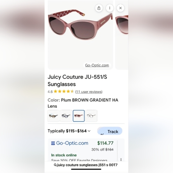 Juicy Couture NWT Pink Sunglasses JU 551/S 00T7 - Picture 5 of 7